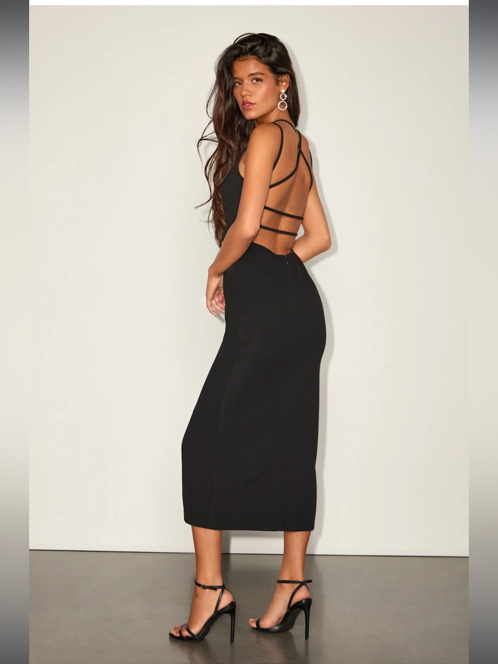 Lulus Be-All Trend-All Backless Black Midi Dress